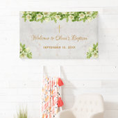 Doop Welkom Bloemige Witte Lelies Marmer Schrift Spandoek (Insitu)