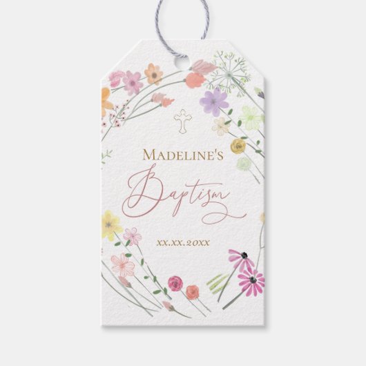 Doop wilde bloemen cadeau labels cadeaulabel (Voorkant)