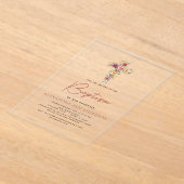 Doop Wildflower Dusty Pink Rose Greenery Acryl Uitnodigingen (Laagn)