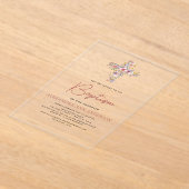 Doop Wildflower Dusty Pink Rose Greenery Acryl Uitnodigingen (Laagn)