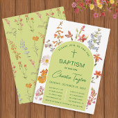 Doop Wildflowers Green Arch Floral Christening Kaart
