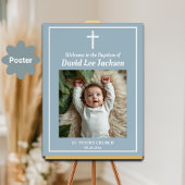 Doop Wit Kruis Dusty Blauw 1 Foto Welkom Poster