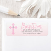 Doop Wit Roze Kruis Meisje Retouradres Etiket (Insitu)