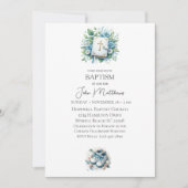 Doop Witte Bloemen Kruis en Bijbel Jongens Kaart (Voorkant)