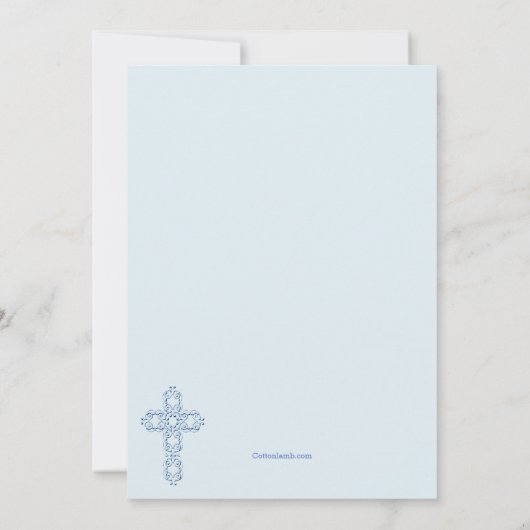 Doop Woord Blauw Foto uitnodiging (Achterkant)