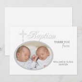 Doop Woord Zilver Foto Dankjewel Notitiekaart #2 Kaart (Voorkant / Achterkant)