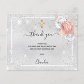 Doop Zilver roos Gouden foto bedankkaart (Voorkant)