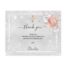 Doop Zilver roos Gouden foto bedankkaart