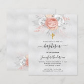 Doop zilver roos gouden meisje budget uitnodiging (Voorkant / Achterkant)