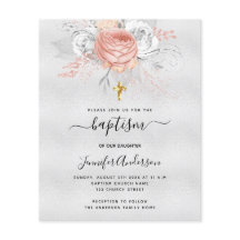 Doop zilver roos gouden meisje budget uitnodiging