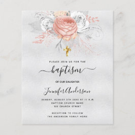 Doop zilver roos gouden meisje budget uitnodiging