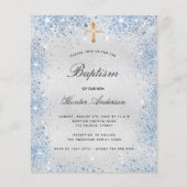 Doop zilveren blauwe jongen uitnodiging (Voorkant)