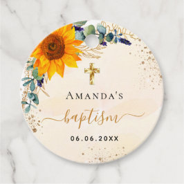 Doop zonnebloemen eucalyptus glitters modern bedankjes labels