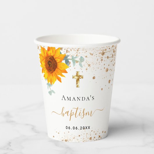 Doop zonnebloemen eucalyptus papieren bekers (Achterkant)