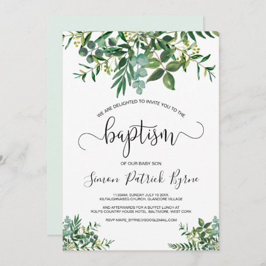 Doopaankondiging Groen Gender Neutraal Kaart (Voorkant / Achterkant)