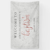 Doopbanner marmer roze goud spandoek (Verticaal)
