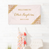 Doopbanner Roze Gouden Kant Spandoek (Insitu)