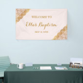 Doopbanner Roze Gouden Kant Spandoek (Beurs)