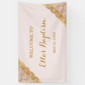 Doopbanner Roze Gouden Kant Spandoek (Verticaal)
