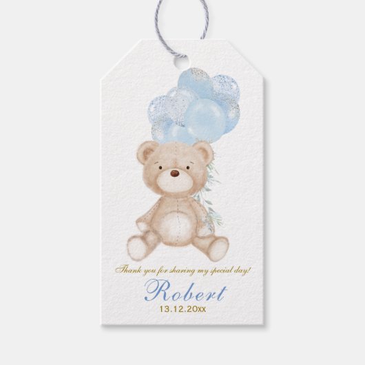 Doopbeer Jongen Bedankt Tags Cadeaulabel (Voorkant)