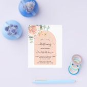 Doopbudget met eucalyptus roos goud bloemmotief flyer (Enkel)