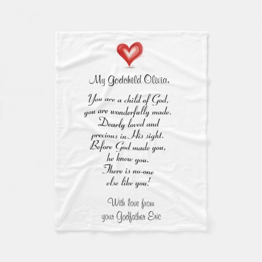 Doopcadeau / Doopcadeau aan petekind, Fleece Deken (Voorkant)