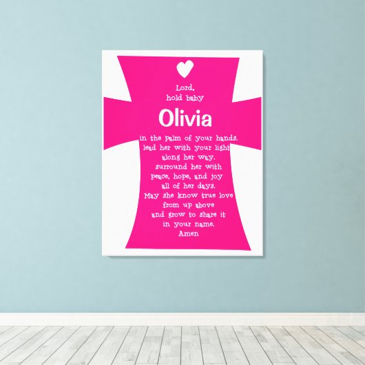 Doopcadeau voor Meisje: Gepersonaliseerd Gebed Canvas Afdruk (Insitu (Houten vloer))