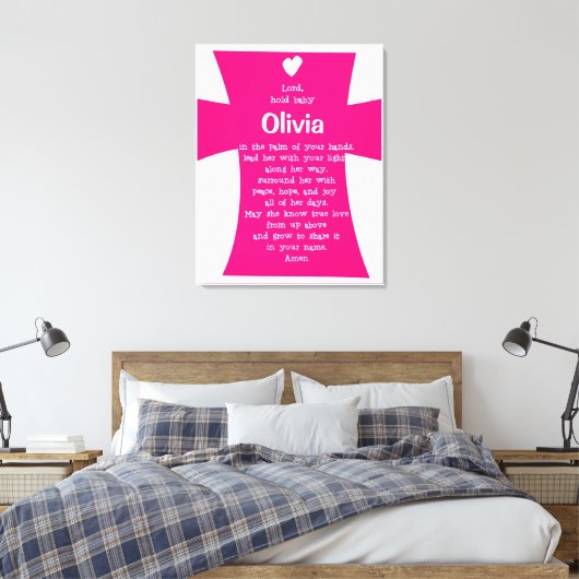 Doopcadeau voor Meisje: Gepersonaliseerd Gebed Canvas Afdruk (Insitu (Slaapkamer))