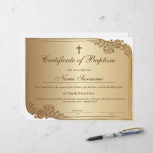 Doopcertificaat, Baby Toewijding