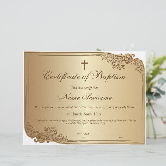 Doopcertificaat, Baby Toewijding (Staand voorkant)