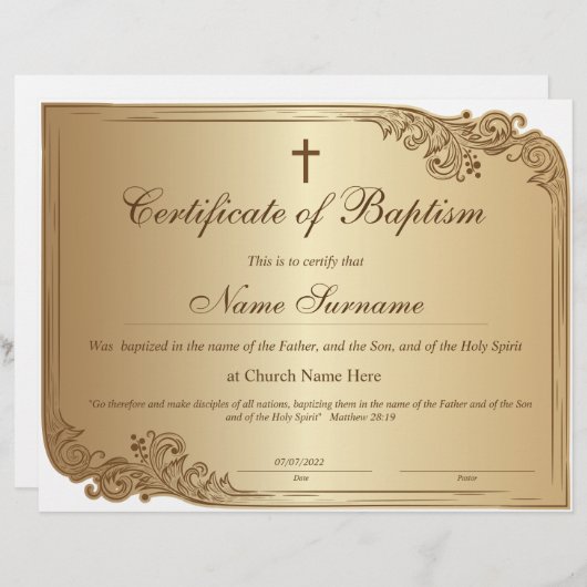Doopcertificaat, Baby Toewijding (Voorkant / Achterkant)
