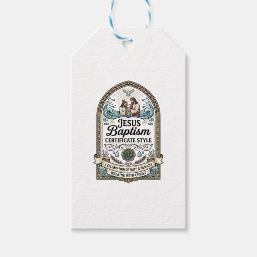 Doopcertificaat Jezus Stijl Jezus Doop Cert Cadeaulabel (Voorkant)