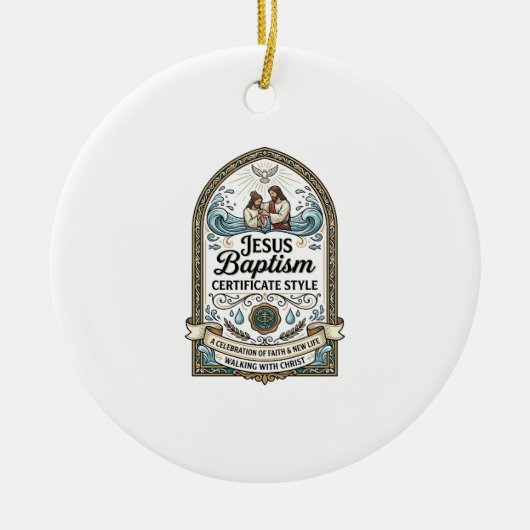 Doopcertificaat Jezus Stijl Jezus Doop Cert Keramisch Ornament (Voorkant)