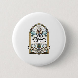Doopcertificaat Jezus Stijl Jezus Doop Cert Ronde Button 5,7 Cm