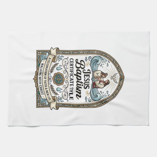 Doopcertificaat Jezus Stijl Jezus Doop Cert Theedoek (Horizontaal)