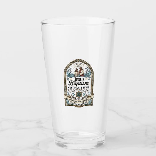 Doopcertificaat Jezus Stijl Jezus Doop Certificaat Glas (Voorkant)