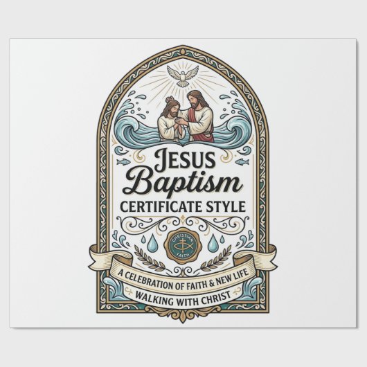 Doopcertificaat Stijl Jezus Doop Cert Cadeaupapier (Vlak)