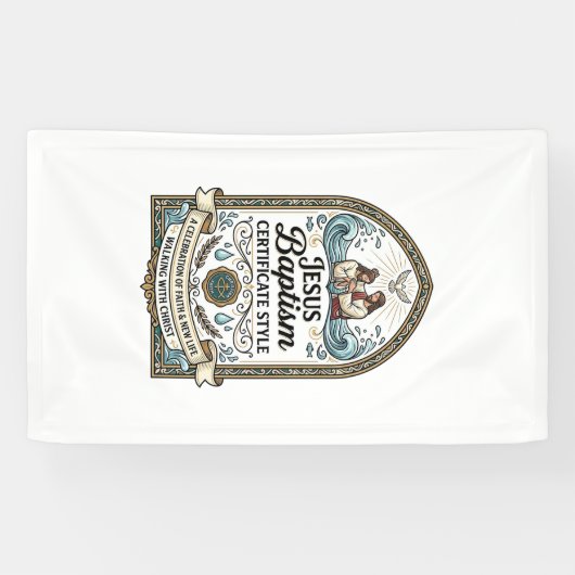 Doopcertificaat Stijl Jezus Doop Cert Spandoek (Horizontaal)
