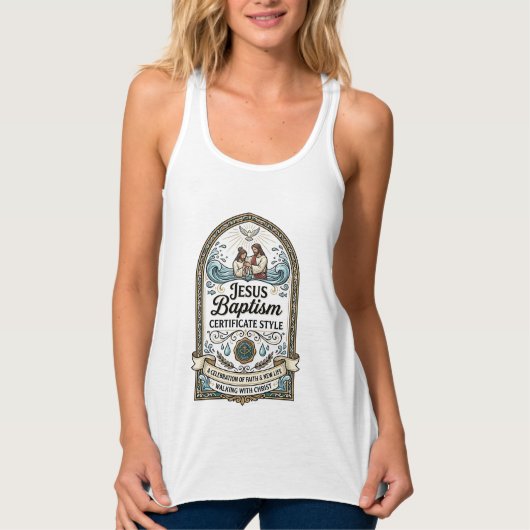 Doopcertificaat Stijl Jezus Doop Cert Tanktop (Voorkant)