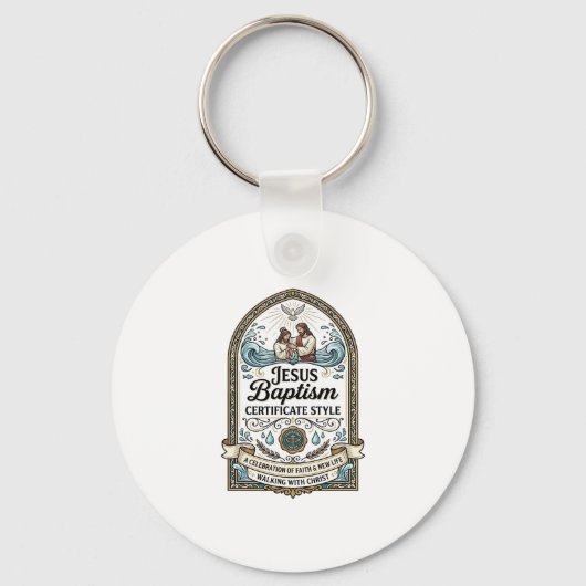 Doopcertificaat Stijl Jezus Doop Certificaat Sleutelhanger (Voorkant)