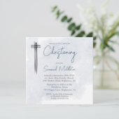 Doopdoop Blauw Wassen Modern Cross Kaart (Staand voorkant)