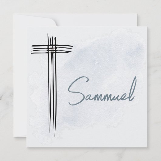 Doopdoop Blauw Wassen Modern Cross Kaart (Achterkant)