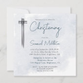 Doopdoop Blauw Wassen Modern Cross Kaart (Voorkant)