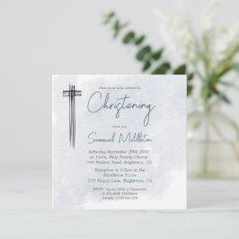 Doopdoop Blauw Wassen Modern Cross Kaart