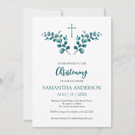 Doopdoop Eucalyptus Groen minimalistisch Kaart (Voorkant)