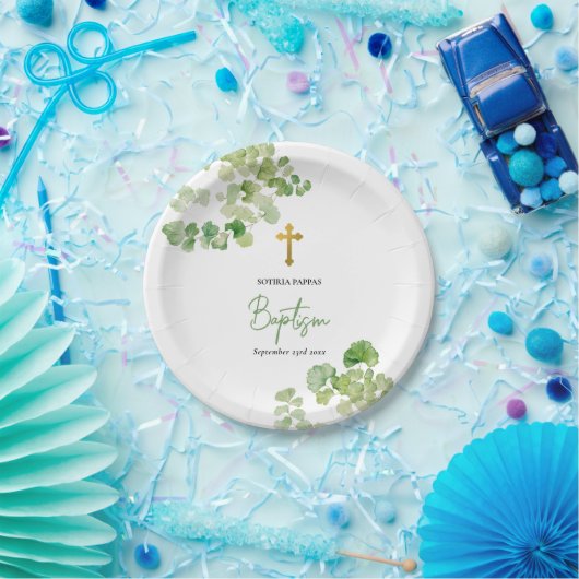 doopdoop jongetje meisje Waterverf groen Papieren Bordje (Feest)