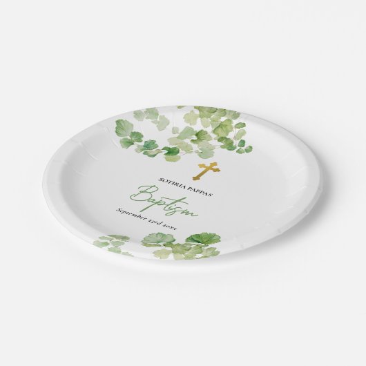 doopdoop jongetje meisje Waterverf groen Papieren Bordje (Gekanteld)