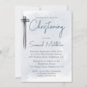 Doopdoop Modern Blue Wash Cross Kaart (Voorkant)