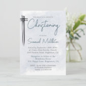 Doopdoop Modern Blue Wash Cross Kaart (Staand voorkant)