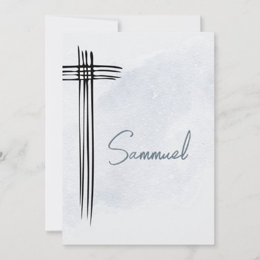 Doopdoop Modern Blue Wash Cross Kaart (Achterkant)